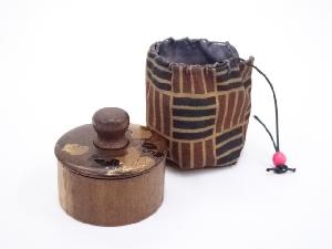 古物　木地蔦蒔絵丸薬入れ